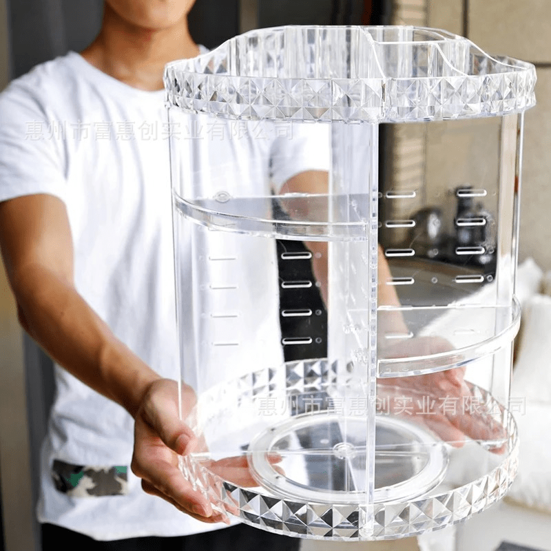 360 Degree Rotating Crystal Jewelry Cosmetic Perfumes Makeup Organizer Display Stand