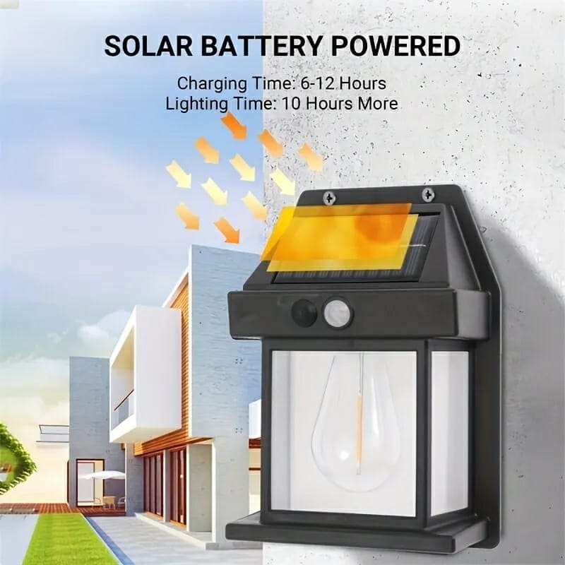 Outdoor Solar Lamp, Solar Tungsten Filament Lamp, Waterproof Intelligent Induction Lantern, Wireless Dusk to Dawn Porch Light, Outdoor Wall Light with Motion Sensor, Courtyard Garden Villa Lighting Night Light, Sunlight Prowered Motion Sensor Lamp