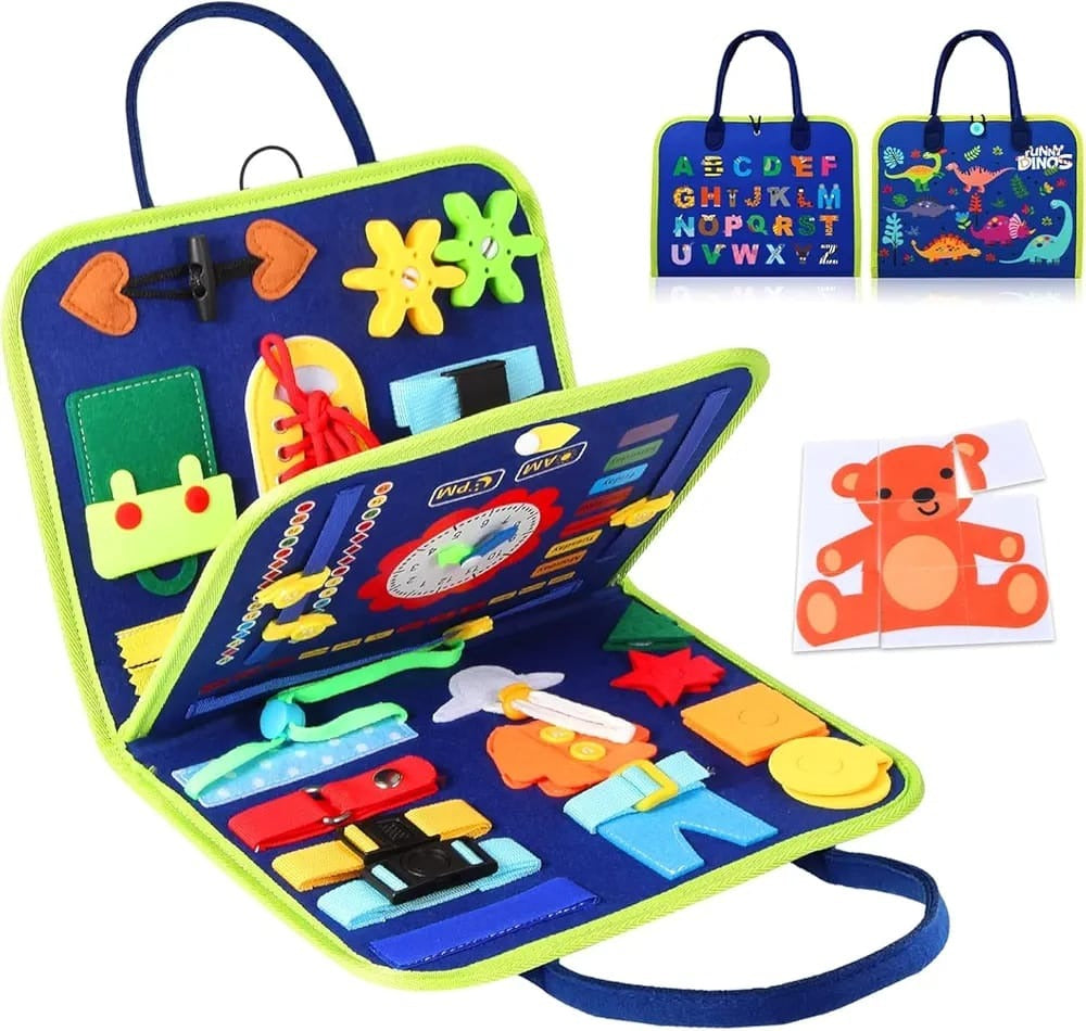 Reusable Montessori Busy Book For Toddlers | Educational Learning Toy With Stickers And Flashcards | Quiet Travel Activity Board For Kids | Early Skill And Motor Development