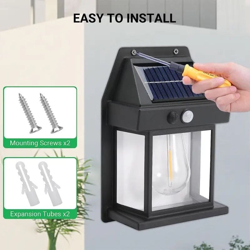 Outdoor Solar Lamp, Solar Tungsten Filament Lamp, Waterproof Intelligent Induction Lantern, Wireless Dusk to Dawn Porch Light, Outdoor Wall Light with Motion Sensor, Courtyard Garden Villa Lighting Night Light, Sunlight Prowered Motion Sensor Lamp