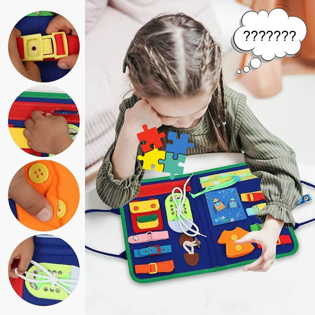 Reusable Montessori Busy Book For Toddlers | Educational Learning Toy With Stickers And Flashcards | Quiet Travel Activity Board For Kids | Early Skill And Motor Development