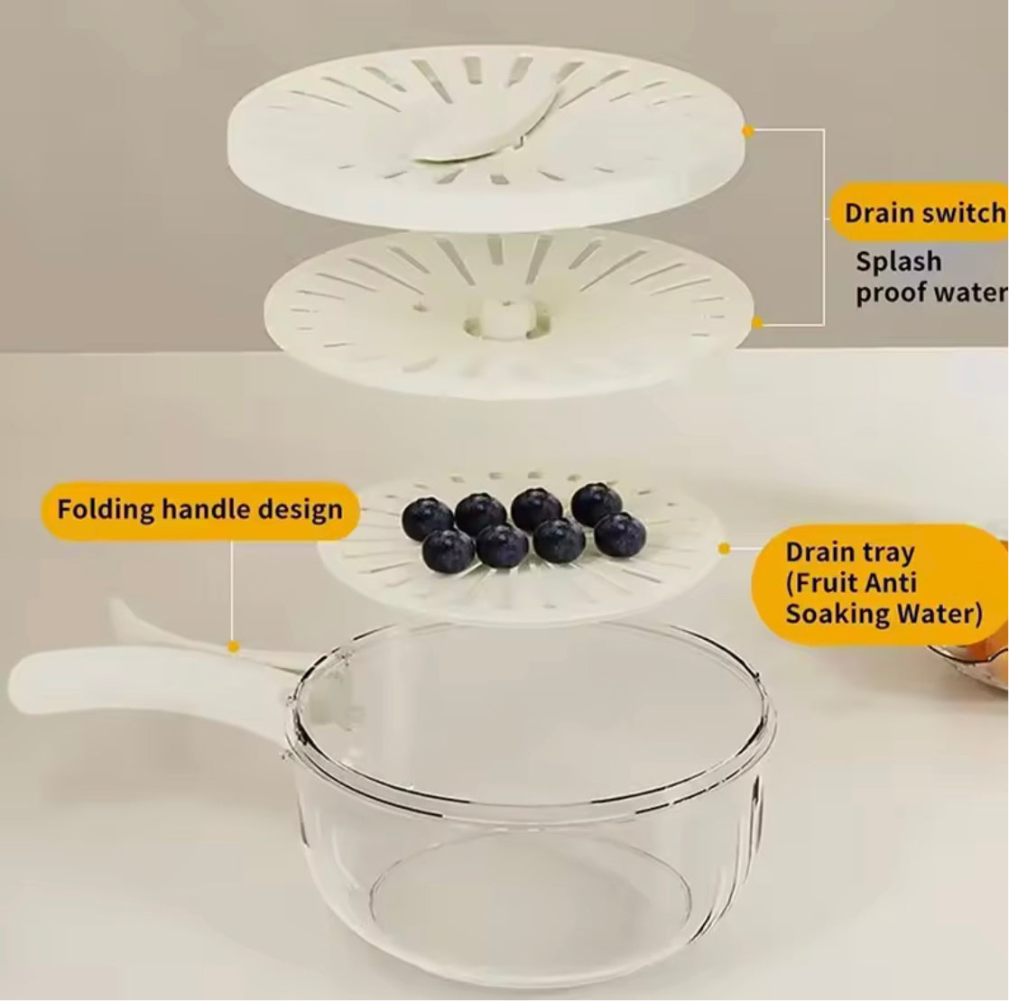 3 in 1 Drain Basket Storage Box, Fruit And Vegetable Washing Bowl With Strainer, Fruit And Vegetable Dehydrator Basket