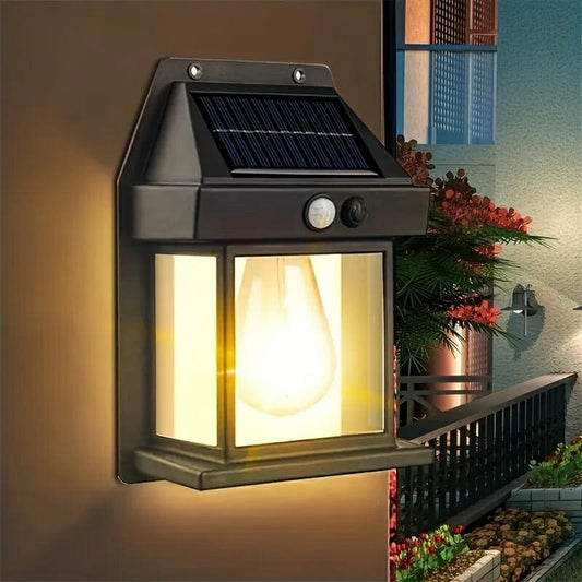 Outdoor Solar Lamp, Solar Tungsten Filament Lamp, Waterproof Intelligent Induction Lantern, Wireless Dusk to Dawn Porch Light, Outdoor Wall Light with Motion Sensor, Courtyard Garden Villa Lighting Night Light, Sunlight Prowered Motion Sensor Lamp