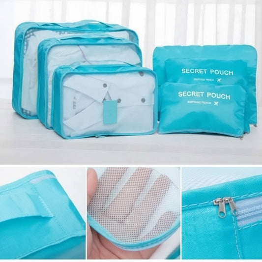 6pcs/Set Travel Storage Bag Portable Luggage Organizer Clothes Tidy Pouch Zip Cube Luggage Toiletry Bag Organizer Pouch Home Organization - Multi (Random Colors)