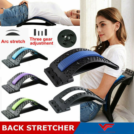 Magic Back Support Back Stretching Device ,Back Massager for Bed & Chair & Car, Multi-Level Lumbar Support Stretcher Spinal, Lower and Upper Muscle Pain Relief